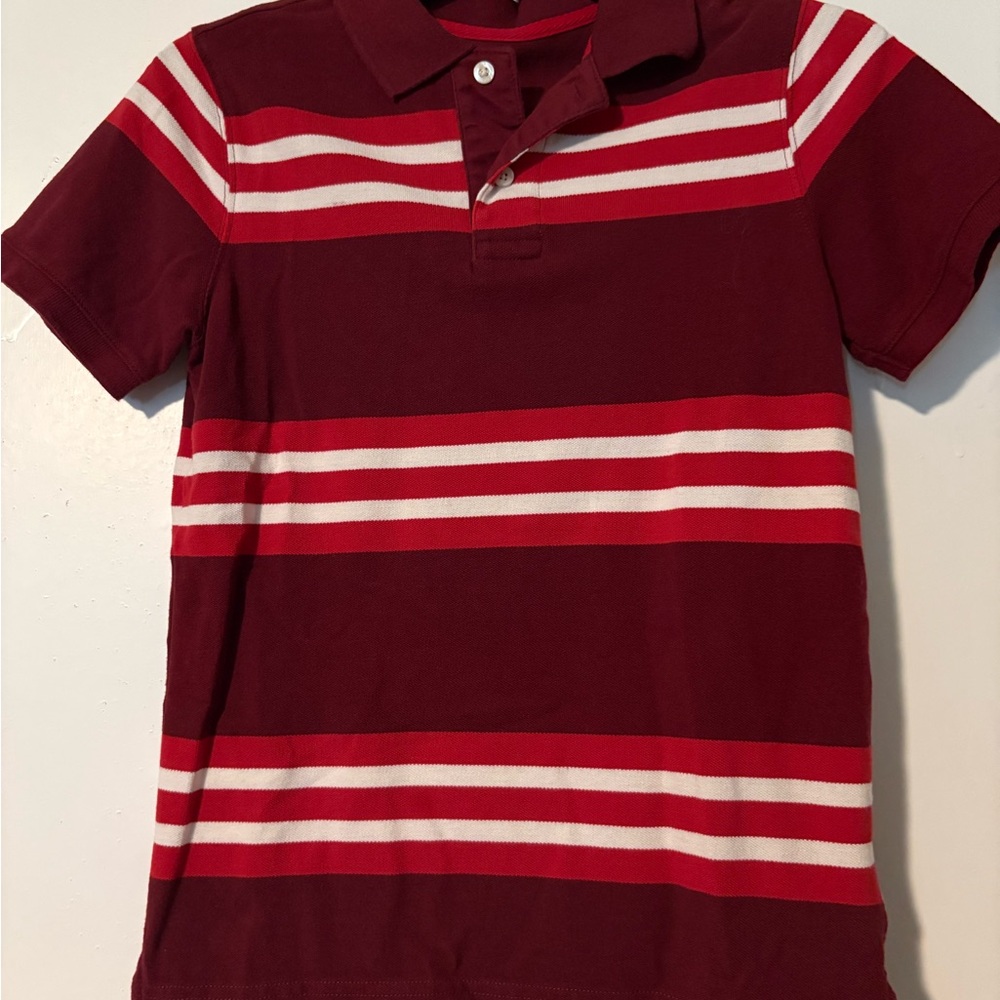 GAP Kids Maroon, Red and White Striped Polo Shirt